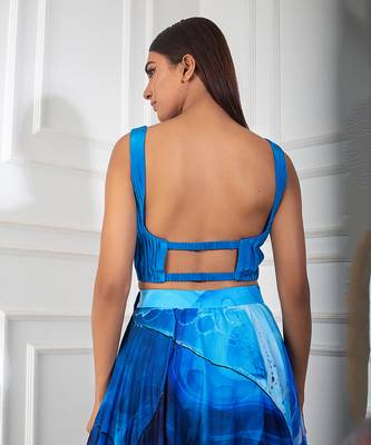Teal blue with printed skirt set 3