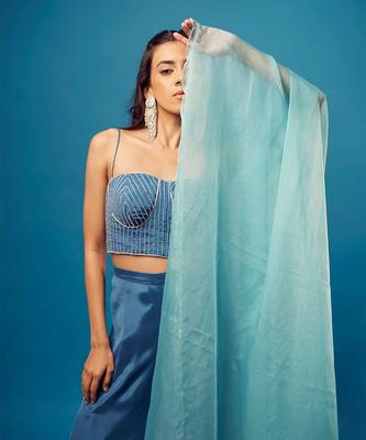 Blue cutdana embroidered corset 2