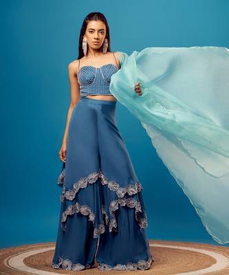 Blue cutdana embroidered corset 3