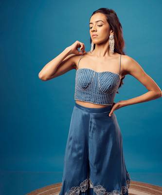 Blue cutdana embroidered corset 4