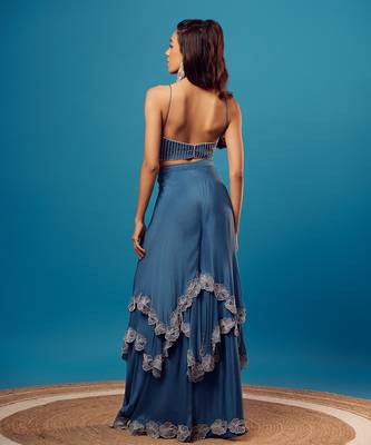 Blue cutdana embroidered corset 5