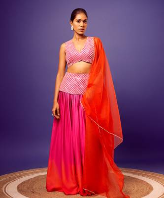 Pink-orange ombre jasmine set 1