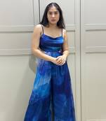 Blue printed jumpsuit