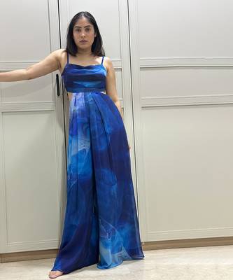 Blue printed jumpsuit 2