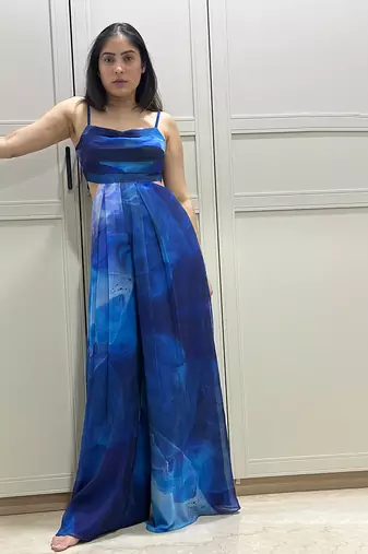 Blue printed jumpsuit