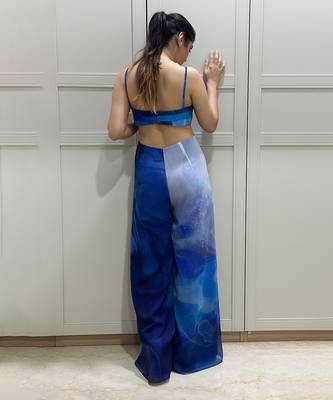 Blue printed jumpsuit 3