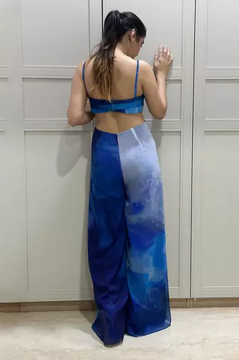Blue printed jumpsuit