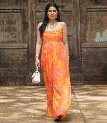 Yellow and orange printed jumpsuit