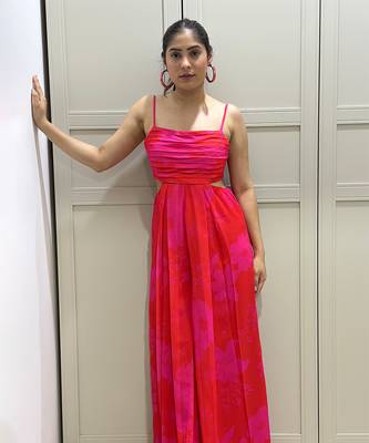 Pink and red printed jumpsuit 1