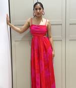 Pink and red printed jumpsuit