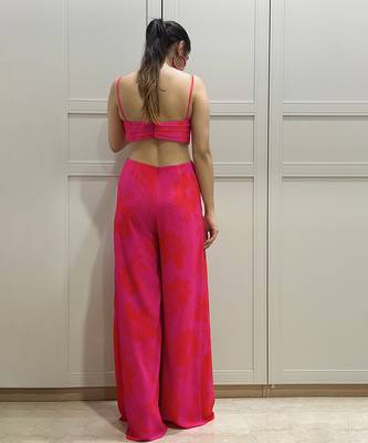 Pink and red printed jumpsuit 4