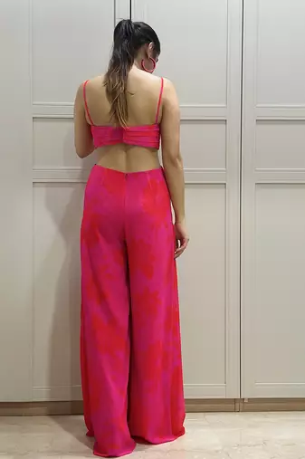 Pink and red printed jumpsuit