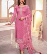 Pink silk georgette embroidered salwar suit