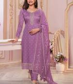 Onion pink silk georgette embroidered salwar suit