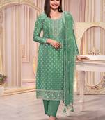 Green silk georgette embroidered salwar suit