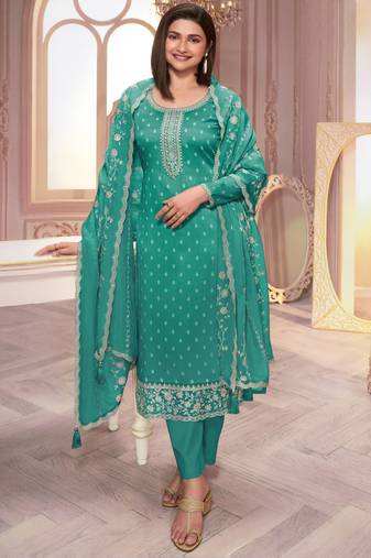 Sky blue silk georgette embroidered salwar suit