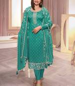 Sky blue silk georgette embroidered salwar suit