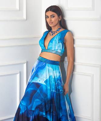 Blue Twisted Printed Lehenga Set 2