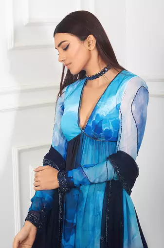 Peplum Printed Lehenga Set