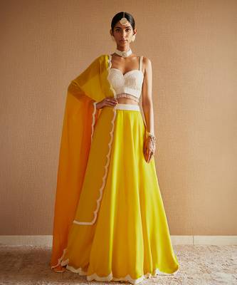 Yellow Organza Embroidery Lehenga Set 1