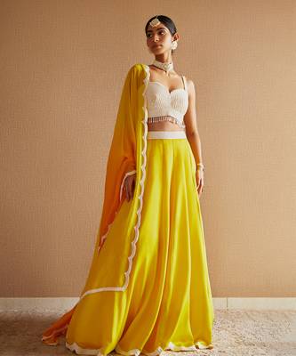 Yellow Organza Embroidery Lehenga Set 2