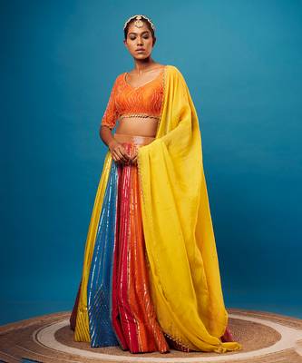 Multi Organza Embroidery Lehenga Set 1