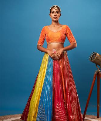 Multi Organza Embroidery Lehenga Set 2