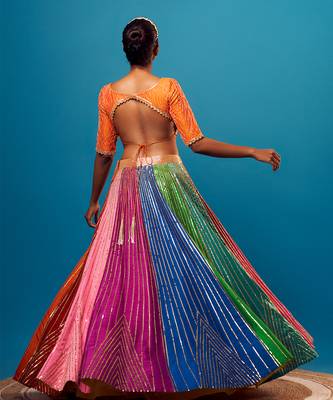 Multi Organza Embroidery Lehenga Set 4