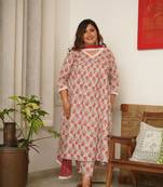 Rose print alia kurta suit set - ( set of 3 )