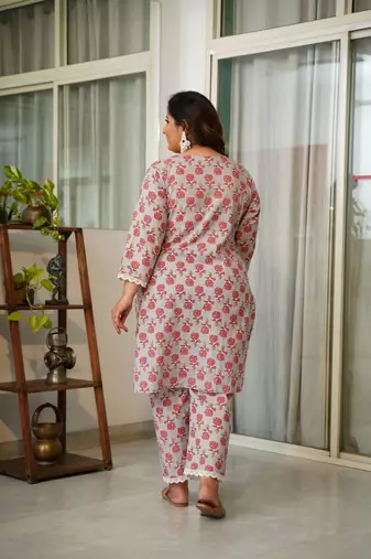 Rose print alia kurta suit set - ( set of 3 )