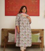 Tropical print alia kurta suit set - ( set of 3 )