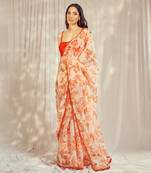 Burnt orange star organdie saree with blouse
