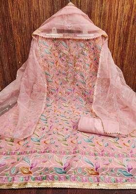 Manvaa women's multi sequnce work organza dress material 3