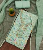 Manvaa women's multi unstitched sequnce work organza dress material 