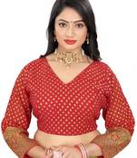 Panjari Store Red Georgette Long Sleeve Padded blouse Size Will Be 38(Self alterable from 36-40)