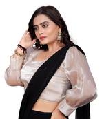 Panjari Store Copper Organza Long Balloon Sleeve Padded blouse Size Will Be 38(Self alterable from 36-40)