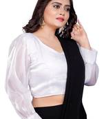 Panjari Store White Organza Long Balloon Sleeve Padded blouse Size Will Be 38(Self alterable from 36-40)