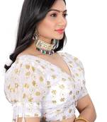 Panjari Store White Soft Zimichoo Half Puff Sleeve Padded blouse Size Will Be 38(Self alterable from 36-40)