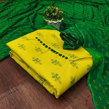 Manvaa women's yellow designer printed top cotton slub dress material 1