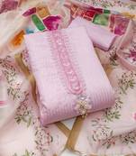 Manvaa women's pink sequence embroidery premium roman silk dress material