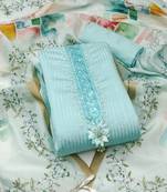 Manvaa women's sea green unstitched sequence premium roman silk dress material 