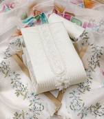 Manvaa women's white unstitched sequence embroidery premium roman silk dress material 