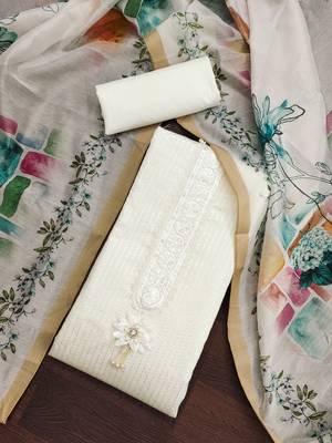 Manvaa women's white sequence embroidery premium roman silk dress material 4
