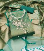 Manvaa women's sea green unstitched handwork pure viscose dress material (msmfc11451a)