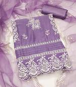 Manvaa women's levender unstitched heavy thread embroidery pure organza dress material 