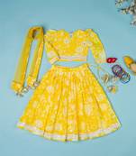 yellow floral lehenga for girls
