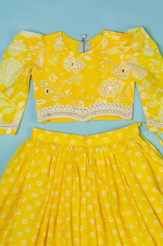 yellow floral lehenga for girls