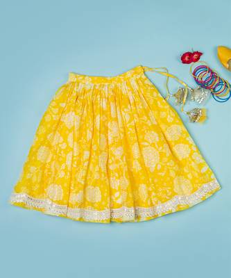 yellow floral lehenga for girls 5