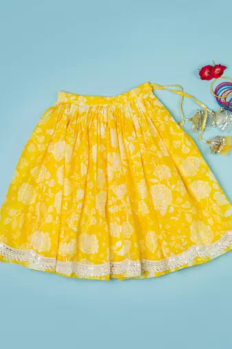yellow floral lehenga for girls
