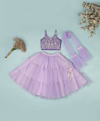 Violet pure spun top lehenga set for girls. 1